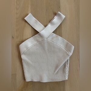 Aritzia Babaton Matte Pearl Criss cross Halter Top